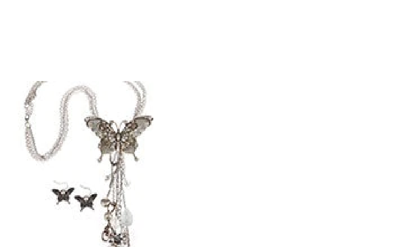 Silver tone butterfly necklace/earrings set - Beautique Online Store