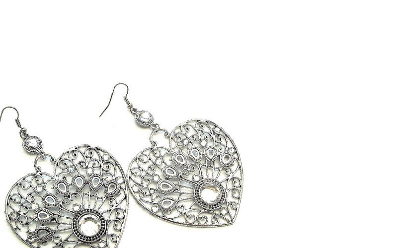 Silver Tone Filigree Heart Earrings - Beautique Online Store