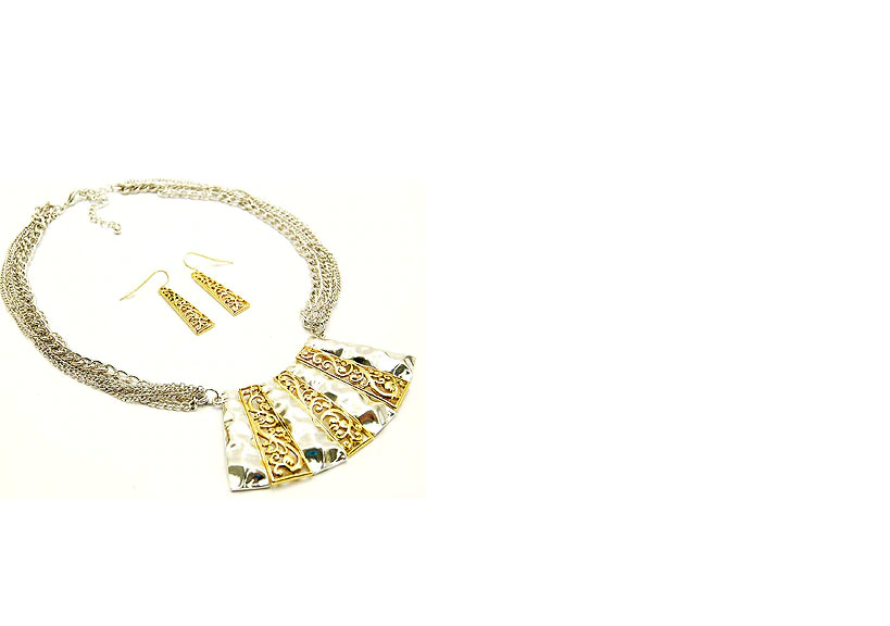 Two-Toned Tribal Necklace Set - Beautique Online Store