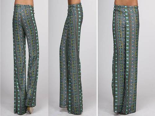 GREEN CHIFFON TRIBAL PALAZZO Bottom - Beautique Online Store