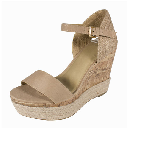 Platform Cork Espadrille Trim Wedge Sandal - Beautique Online Store