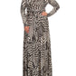 Geometric Long Sleeve Maxi Dress - Beautique Online Store