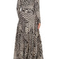 Geometric Long Sleeve Maxi Dress - Beautique Online Store