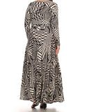 Geometric Long Sleeve Maxi Dress - Beautique Online Store