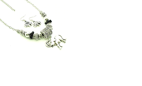 Silver Elephant Necklace Set - Beautique Online Store