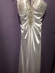 Clarisse Prom Dress White Halter vneck size 10 - Beautique Online Store