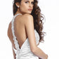 Clarisse Prom Dress White Halter vneck size 10 - Beautique Online Store