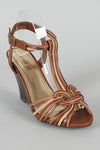 Strappy T-Strap Peep Toe Wedge - Beautique Online Store