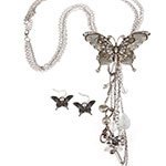 Silver Tone  Butterfly Necklace/Earring Set - Beautique Online Store